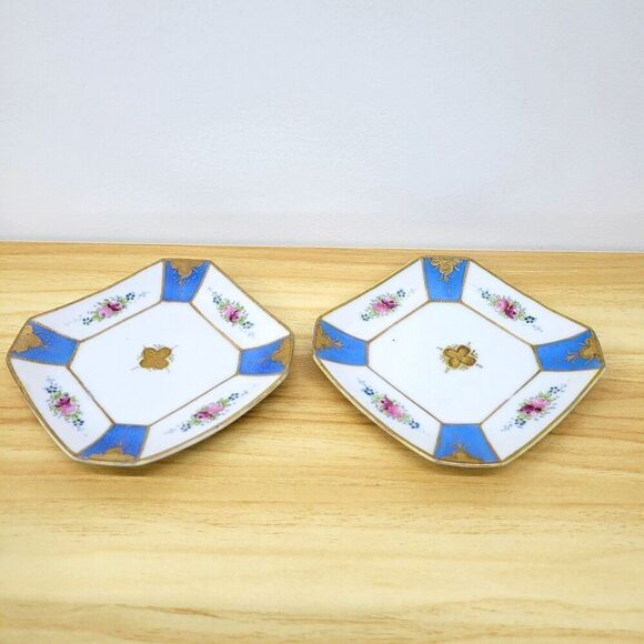 Vintage Rosenthal Ornate Square Floral Plates.Pair - Picture 5 of 12